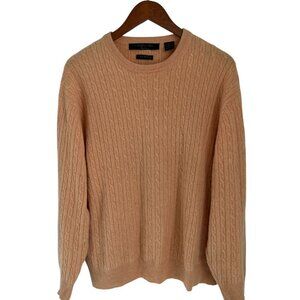 Northern Isles Peach Cable Knit 2-Ply Cashmere Sweater L/XL